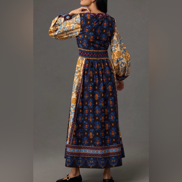 Farm Rio Puff-Sleeve V-Neck Maxi Dress, Size XS - Picture 4 of 13